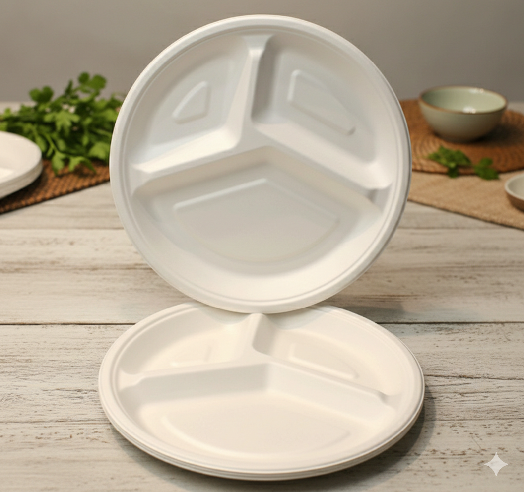 9"3CP Round Plate Compartment Plates