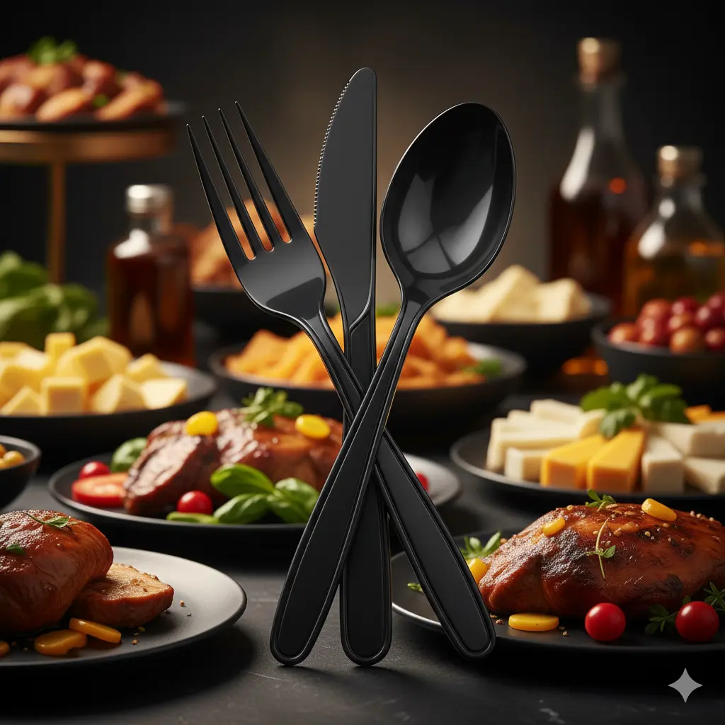 Heavy Duty Black Cutlery Combo